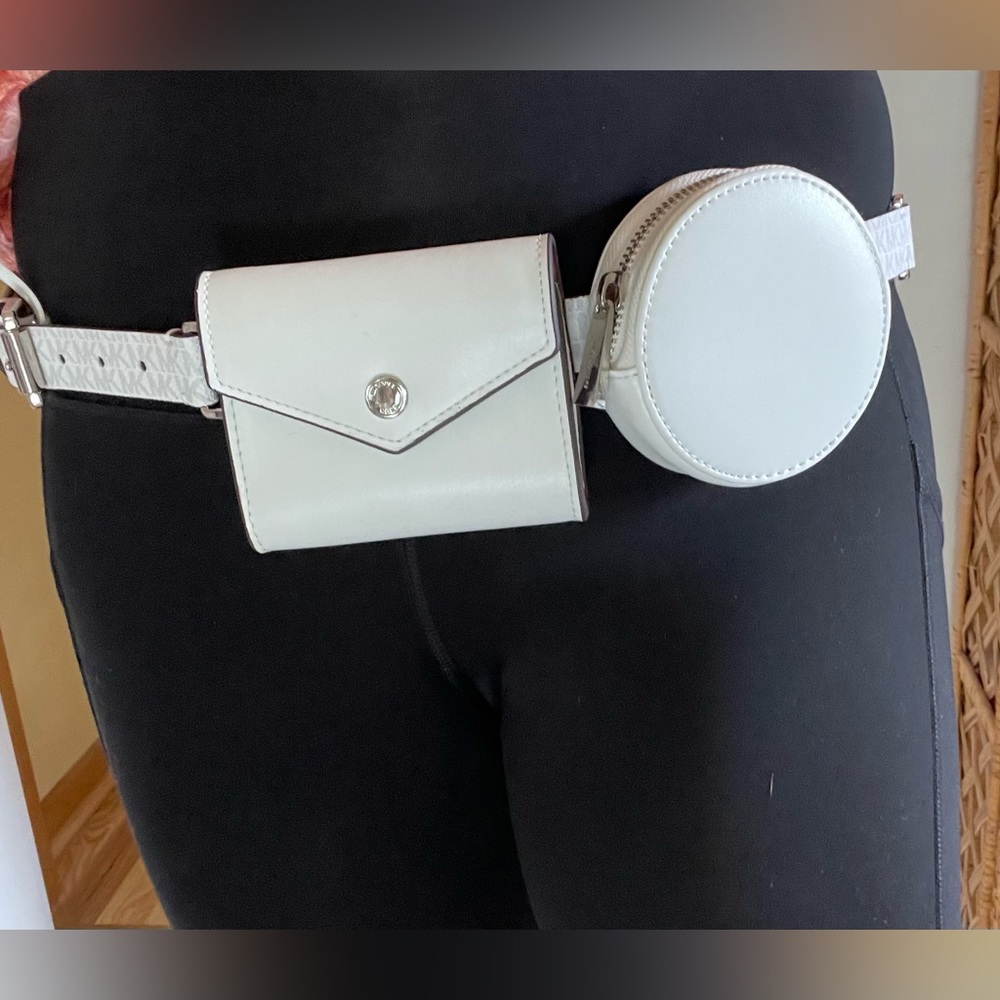 Michael Kors White Double Belt Bag SZ L/XL NWT